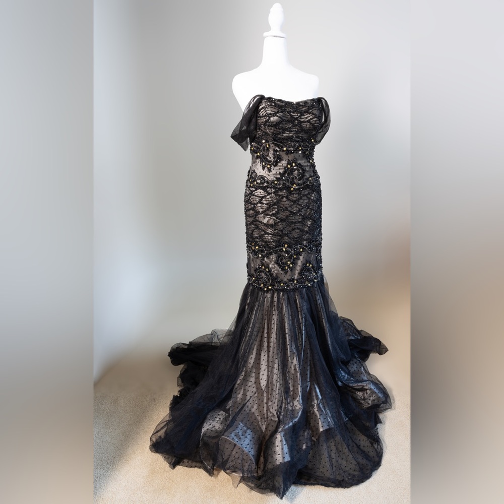 Terani Couture black gown/ evening dress. Worn once in perfect condition